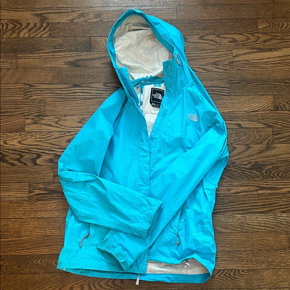 The North Face Teal Hooded Rain jacket